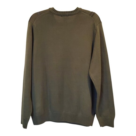 NEW DOCKERS SZ LT 100% Cotton Green Windowpane Pattern Knit Crewneck Sweater - Picture 6 of 7